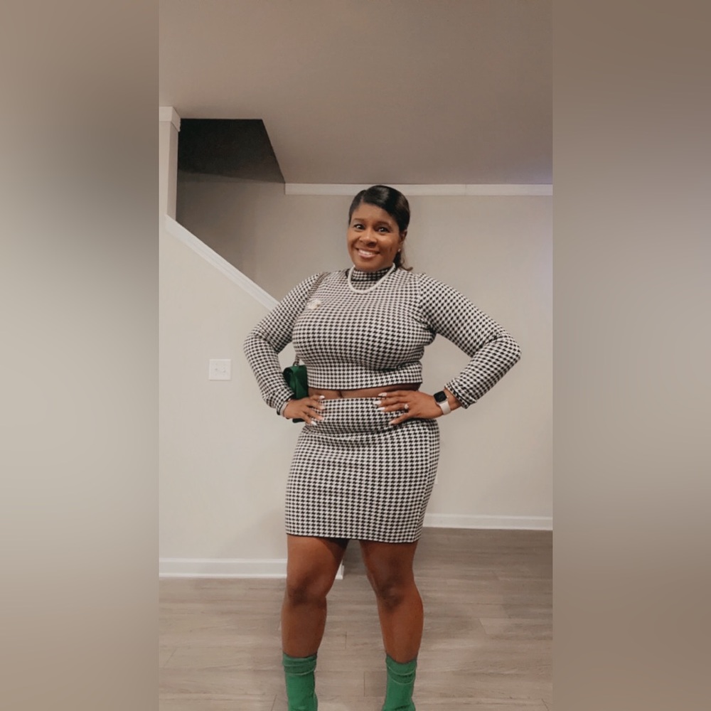 Houndstooth Sweater Skirt Set